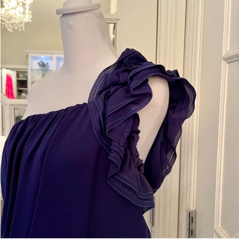 DSQUARED2 100% Silk One Shoulder Ruffled Mini Dress Size 8 Italian MSRP $1,230 - Picture 8 of 12